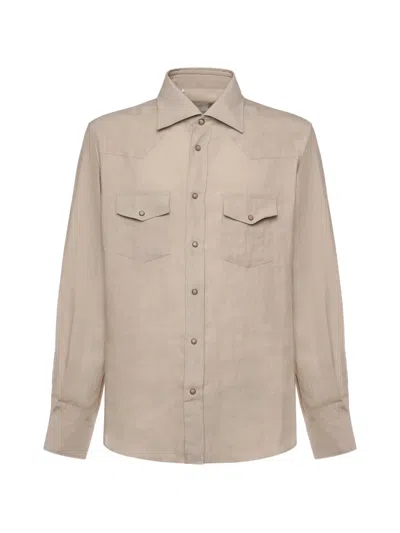 Eleventy Chest-pocket Shirt In Neutral