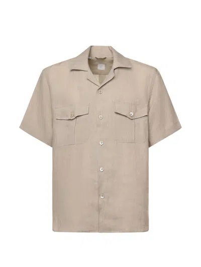 Eleventy Chest-pocket Short-sleeve Shirt In Brown