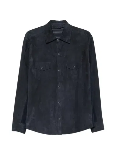 Eleventy Chest-pocket Overshirt In Blue