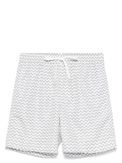 Eleventy Chevron-print Swim Shorts In Grey
