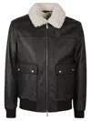 Eleventy Classic Brown Bomber Jacket With Shearling Collar In Brown