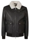 Eleventy Classic Brown Bomber Jacket With Shearling Collar In Black