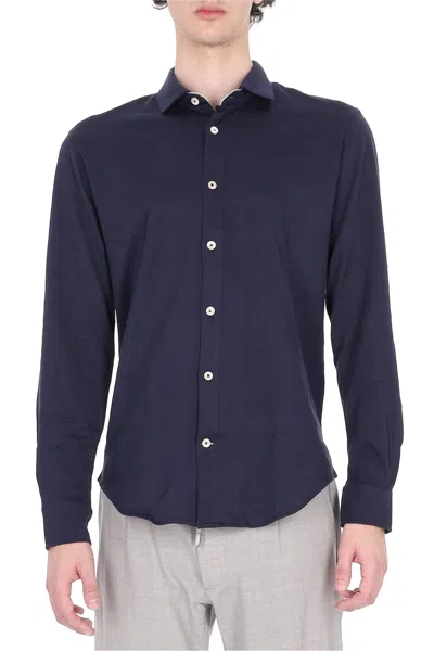 Eleventy Classic Mini Button-up Shirt For Men In Blue
