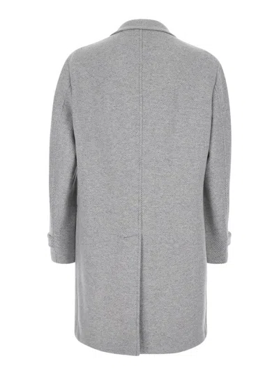 ELEVENTY GREY COAT WITH NOTCHED REVERS AND HERRINGBONE MOTIF