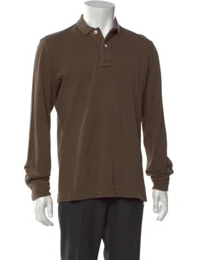 Pre-owned Eleventy Collar Long Sleeve Polo Shirt In Brown