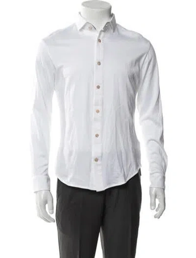 Pre-owned Eleventy Collar Long Sleeve Polo Shirt In White