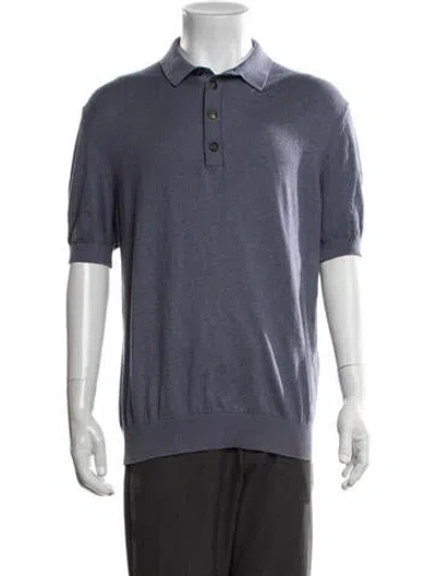 Pre-owned Eleventy Collar Short Sleeve Polo Shirt In Blue