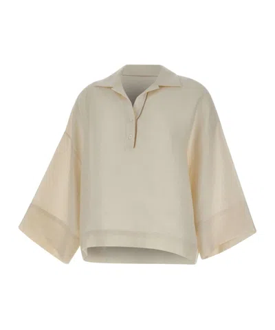 Eleventy Collared Long-sleeve Polo Shirt In Neutral