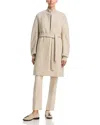 Eleventy Collarless Belted Wool Blend Coat In Sand