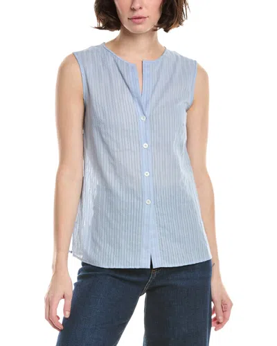 Eleventy Collarless Sleeveless Shirt In Blue