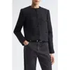Eleventy Collarless Wool Blend Jacket In Black