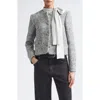 Eleventy Collarless Wool Blend Jacket In Gray
