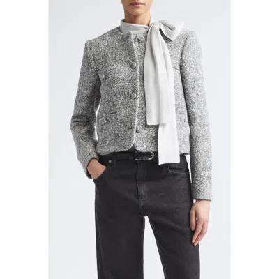 Eleventy Collarless Wool Blend Jacket In Gray
