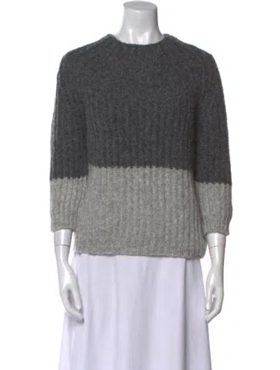 Pre-owned Eleventy Colorblock Pattern Crew Neck Sweater In Gray