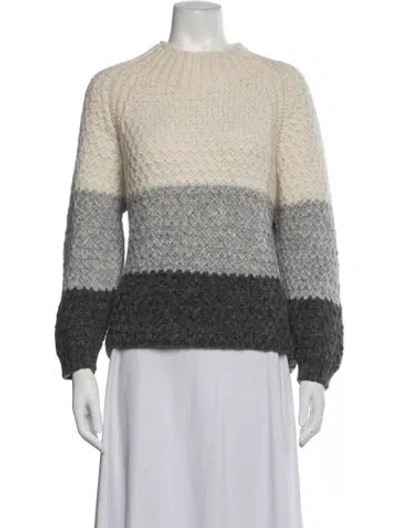 Pre-owned Eleventy Colorblock Pattern Crew Neck Sweater In White