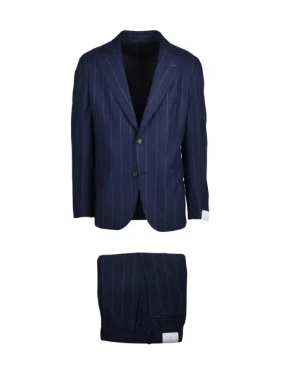 Eleventy Colors Rounded Pleated Wool-blend Suit In Black