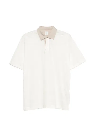 Eleventy Contrast-collar Polo Shirt In White