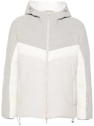 Eleventy Contrast-panel Padded Jacket In Neutrals