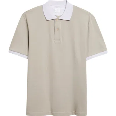 Eleventy Contrast Trim Cotton Piqué Polo In Neutral