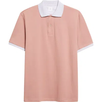 Eleventy Contrast Trim Cotton Piqué Polo In Pink