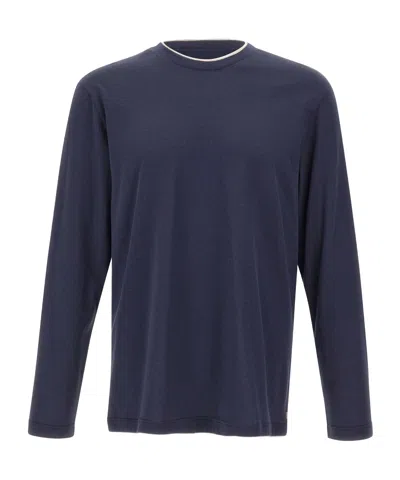Eleventy Contrast Trim Crew Neck Knitted Sweater In Black