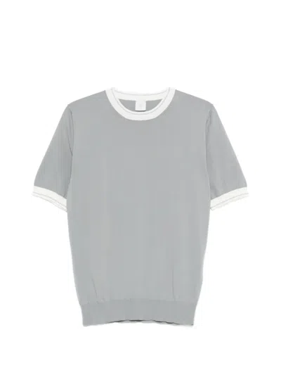 Eleventy Contrast-trim T-shirt In Blue