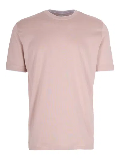 Eleventy Contrast Trim Crewneck T-shirt In Pink