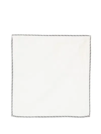 Eleventy Contrast-border Pocket Square In White