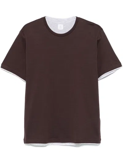 Eleventy Contrasting-border T-shirt In Purple