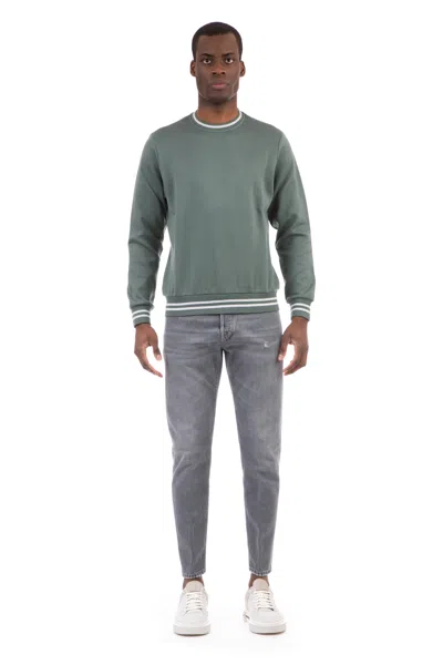 Eleventy Contrasting Printed Man's Sweatshirt In Green