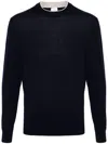 Eleventy Ribbed High Neck Knit Contrast Neckline In Blue