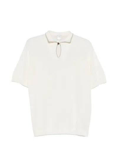 Eleventy Contrasting-trim Polo Shirt In Metallic