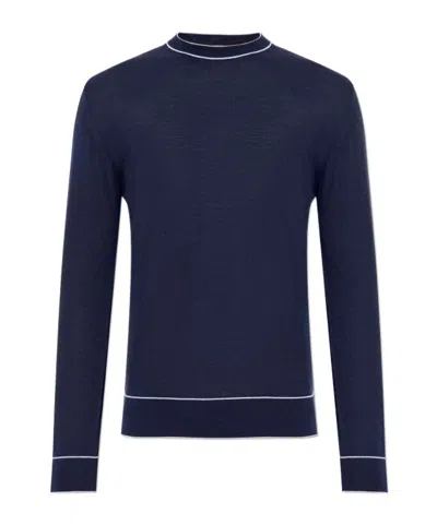 Eleventy Contrasting-trim T-shirt In Blue