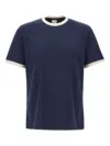 Eleventy Black Crewneck T-shirt With Layered Collar In Cotton Man In Blue