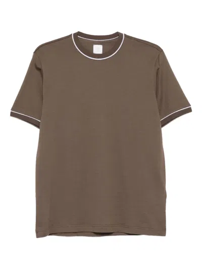 Eleventy Contrasting-trim T-shirt In Brown