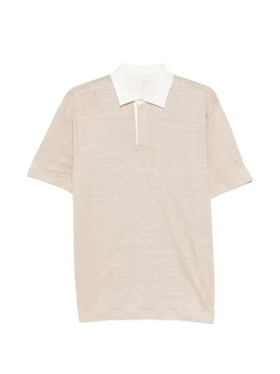 Eleventy Contrast-panel Polo Shirt In Neutral