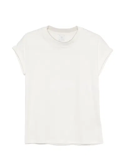Eleventy Contrast-trim Cap-sleeve T-shirt In White