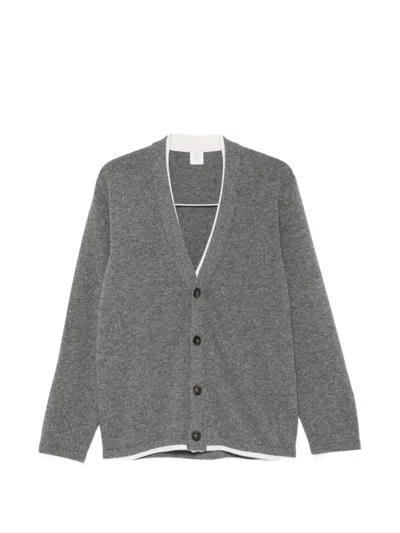 Eleventy Contrast-trim Cardigan In Grey