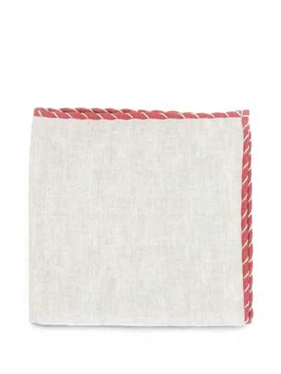 Eleventy Contrast-trim Pocket Square In Neutral