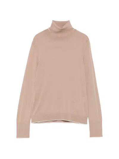 Eleventy Contrast-trim Roll-neck Sweater In Pink