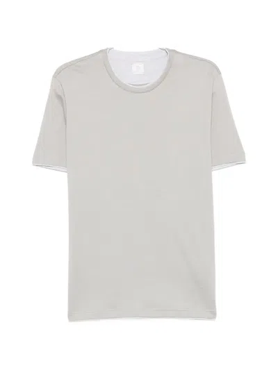 Eleventy Contrast-trim Short-sleeve T-shirt In Gray
