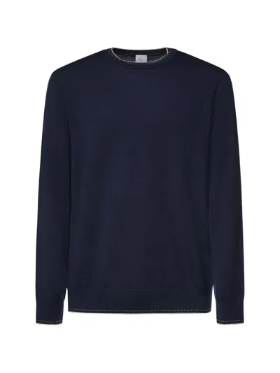 Eleventy Contrast-trim Sweater In Blue