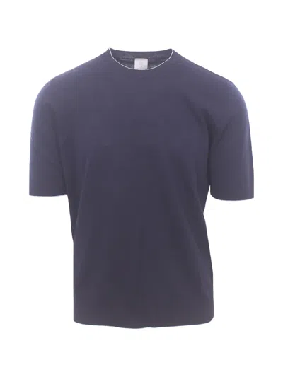 Eleventy Contrast-trim T-shirt In Blue