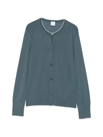 Eleventy Contrast-trim Wool Cardigan In Green