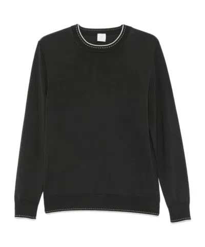 Eleventy Contrast-trim Wool Sweater In Black