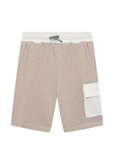 Eleventy Kids' Contrast-waistband Cargo Shorts In Brown