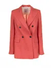 Eleventy Coral Double-breasted Linen Jacket