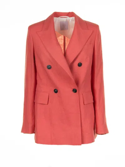 ELEVENTY ELEVENTY CORAL DOUBLE-BREASTED LINEN JACKET