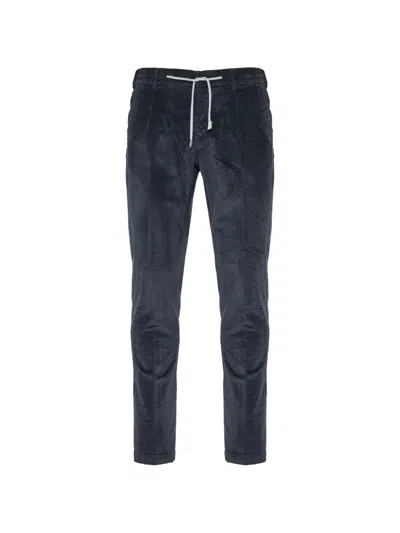 Eleventy Corduroy Drawstring Trousers In Blue