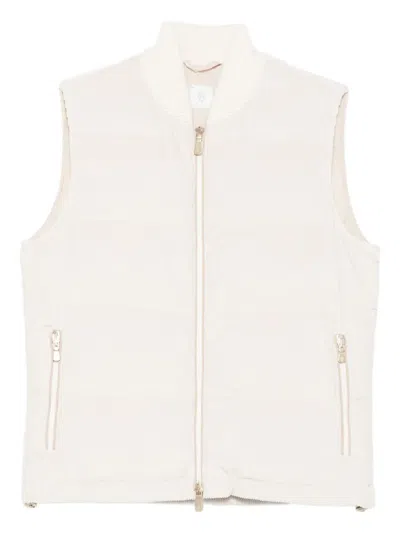 Eleventy Corduroy Zip-front Gilet In White